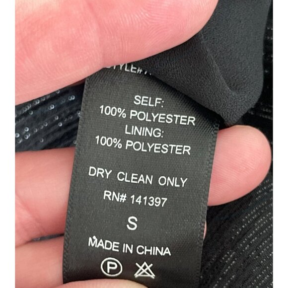 ASTR THE LABEL Arielle Ruffled Black Shimmer Slit Front Maxi Dress S NWT $120 - Picture 14 of 14